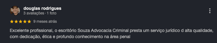 Avaliação no Google de douglas rodrigues para a Souza Advocacia